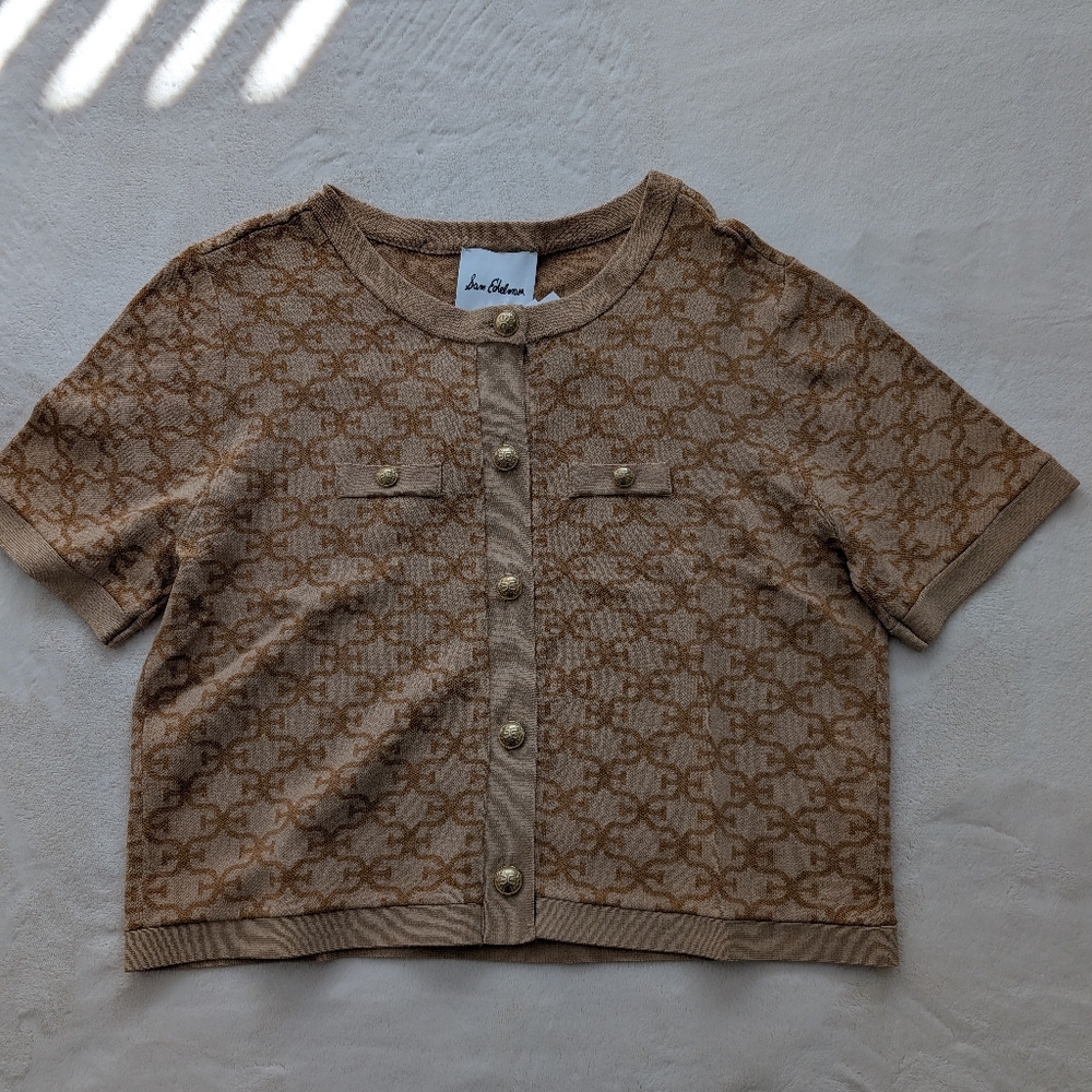 Sam Edelman Colleen printed short-sleeve cardigan. Large